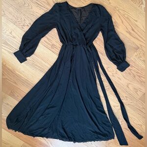 Elegant Black Long-Sleeve Sheer Dress